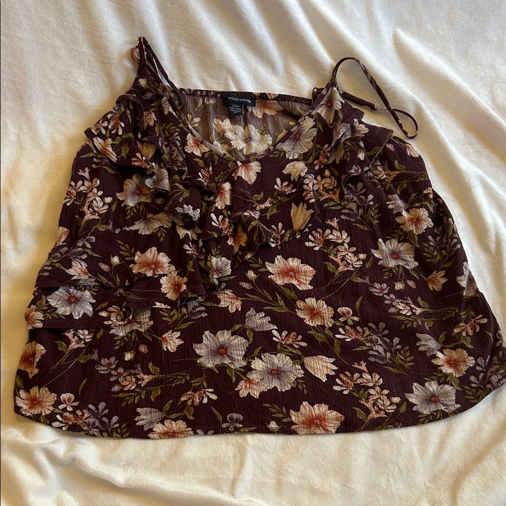 American Eagle Outfitters Floral Camisole in Maroon and Cream